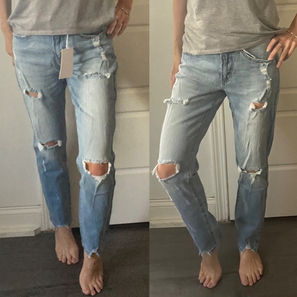 KanCan Denim - 02 Kancan Light Wash Distressed Mid Rise Skinny Denim Jeans